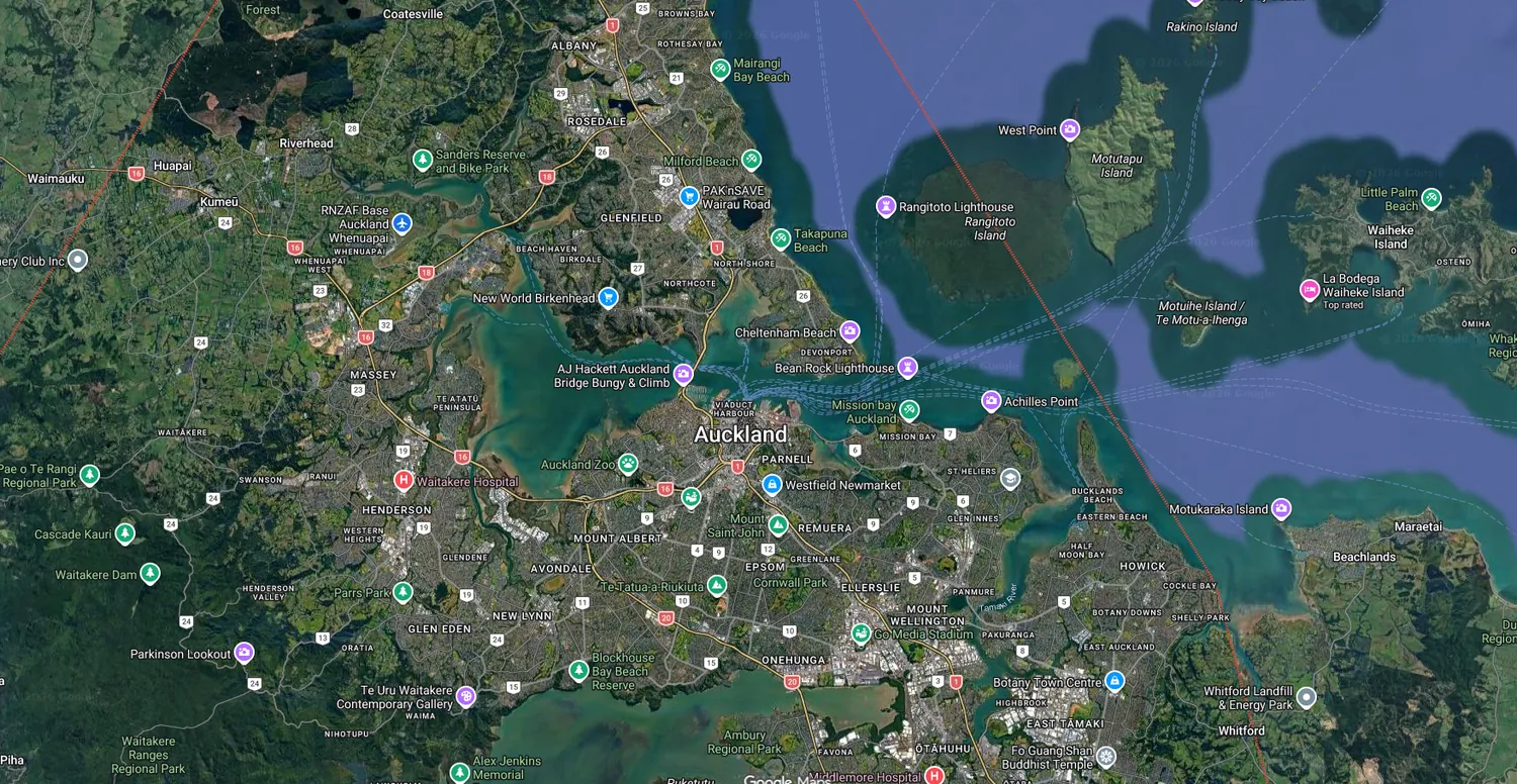 Map of Greenlight's Auckland service area